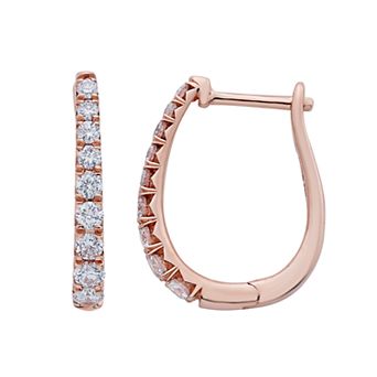 The Regal Collection 14k Gold 1/2 Carat T.W. IGL Certified Diamond Leverback Hoop Earrings