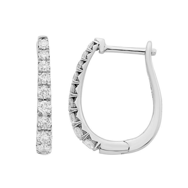 14k Gold 1/2 Carat T.W. IGL Certified Diamond Leverback Hoop Earrings, Wome