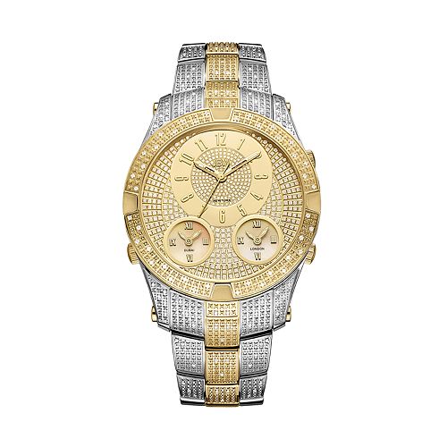 Men's JBW Jet Setter III Diamond Accent & Crystal Two Tone 18k Gold ...