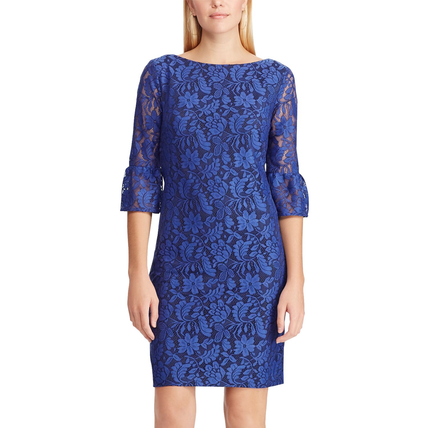 lace bell sleeve sheath dress