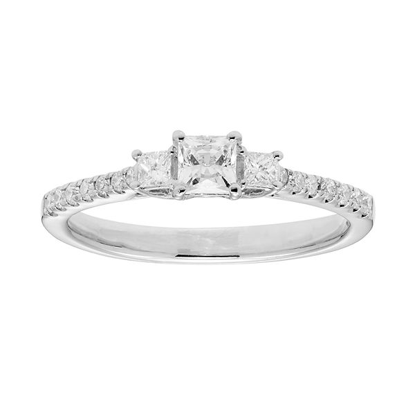 The Regal Collection 14k Gold 1/2 Carat T.W. IGL Certified Diamond 3-Stone Ring - White (6)