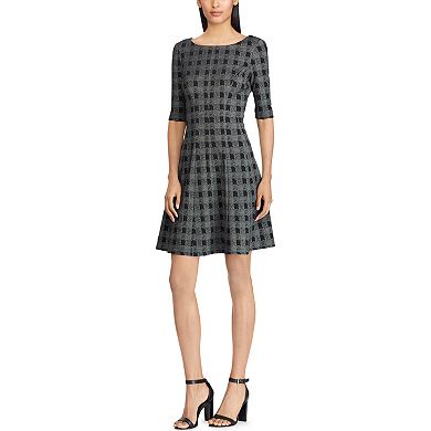 Women's Chaps Checked Fit & Flare Dress