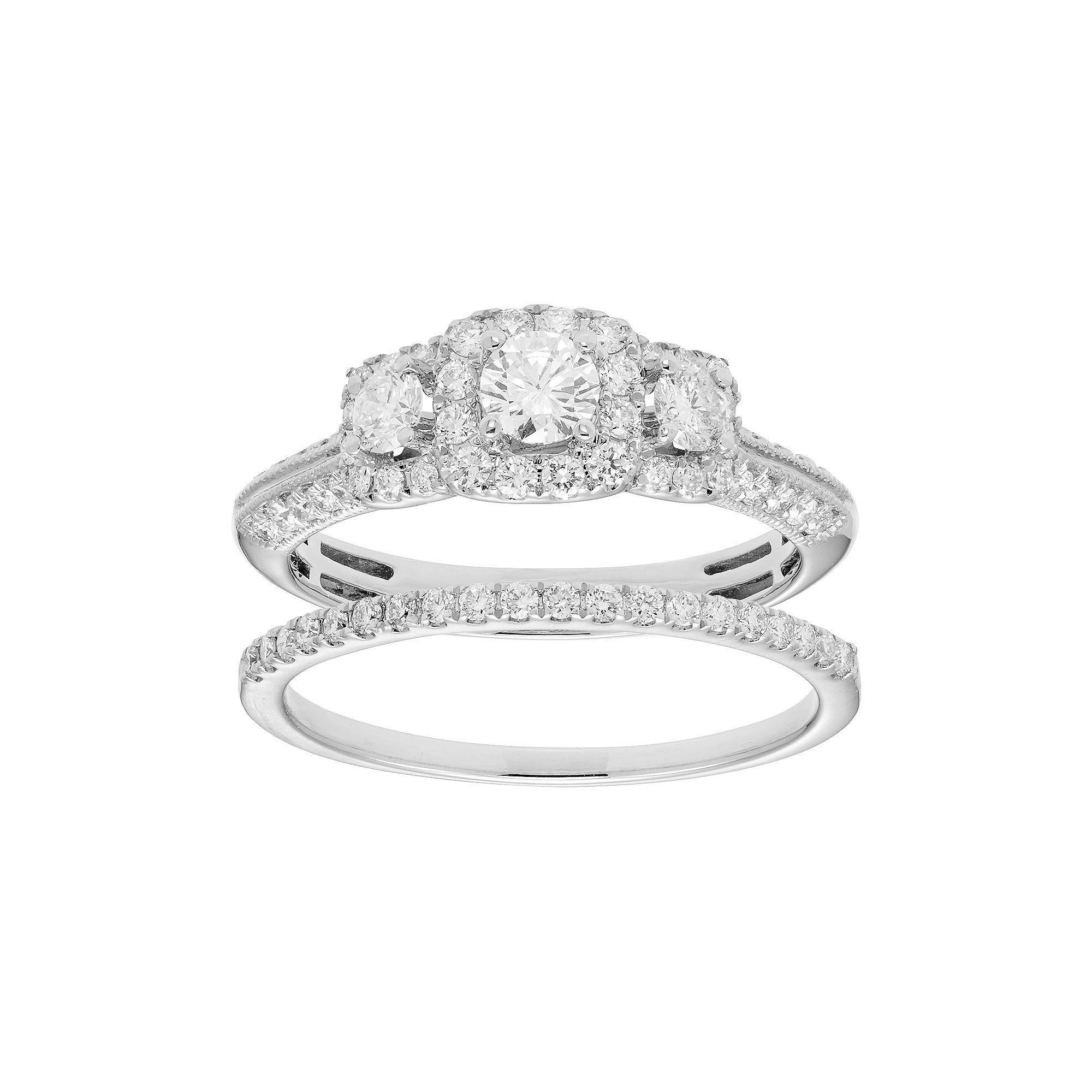 The Regal Collection 14k Gold 1 Carat T.W. IGL Certified Diamond 3-Stone En