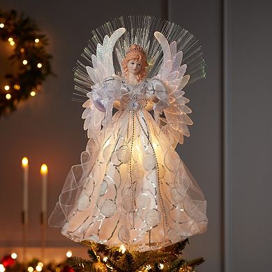 Kurt Adler 18-in. White & Silver Fiber-Optic LED Angel Treetop