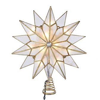 Kurt Adler 10-Light Capiz Double Tip Star & Center Gem Treetop