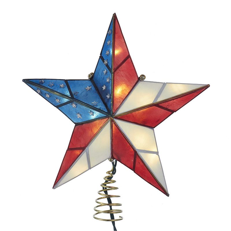 Kurt Adler Capiz American Flag Inspired Star Treetop, Multicolor