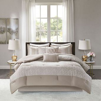 Madison Park 7 pc Elicia Chenille Jacquard Comforter Set with Throw Pillows
