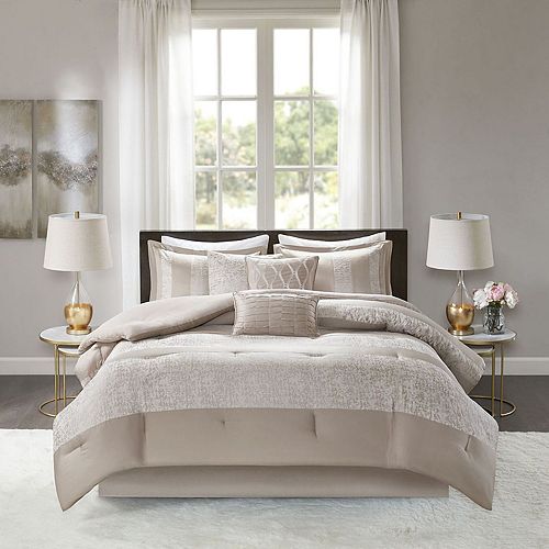 Madison Park 7 Piece Elicia Chenille Jacquard Comforter Set