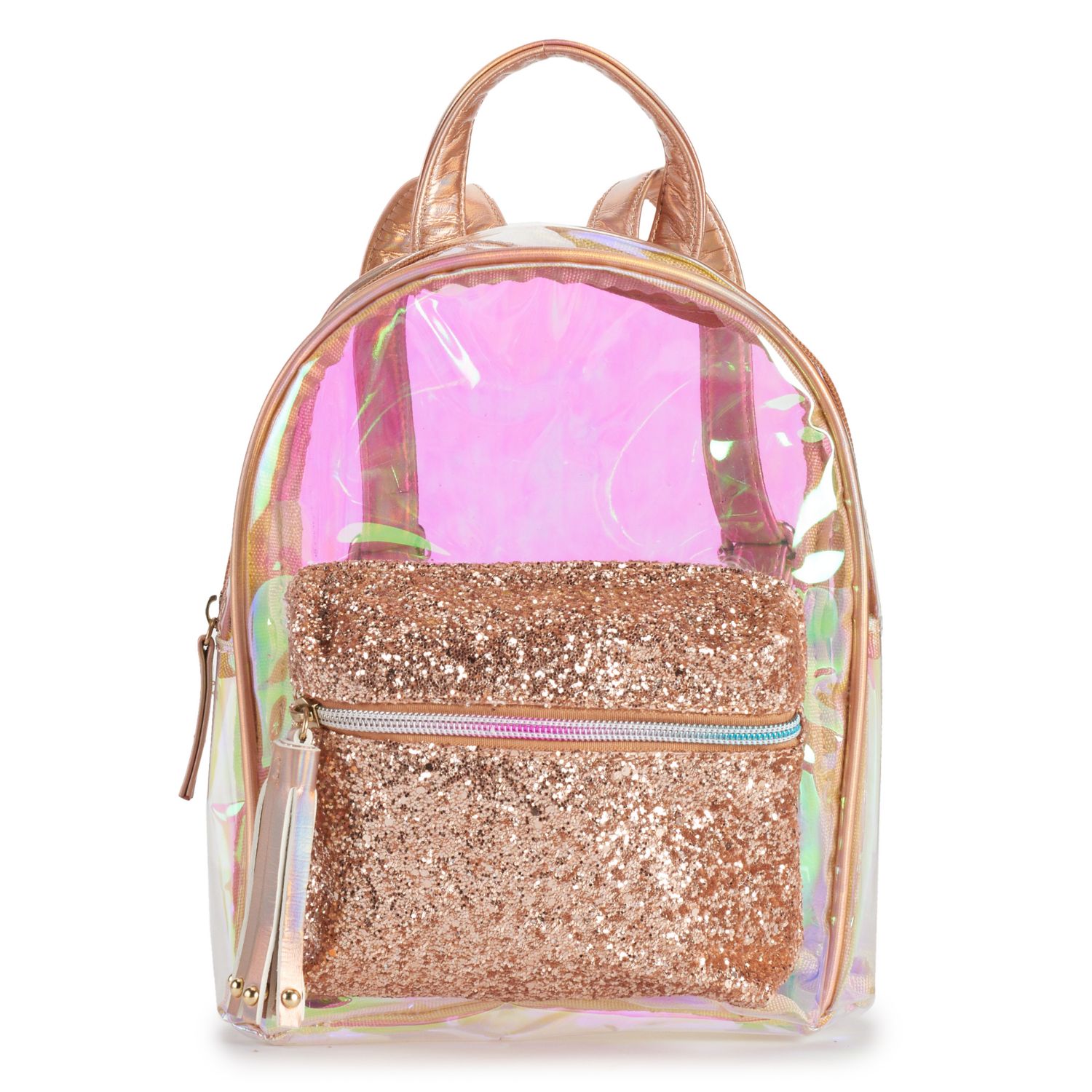 rose gold sparkly bag