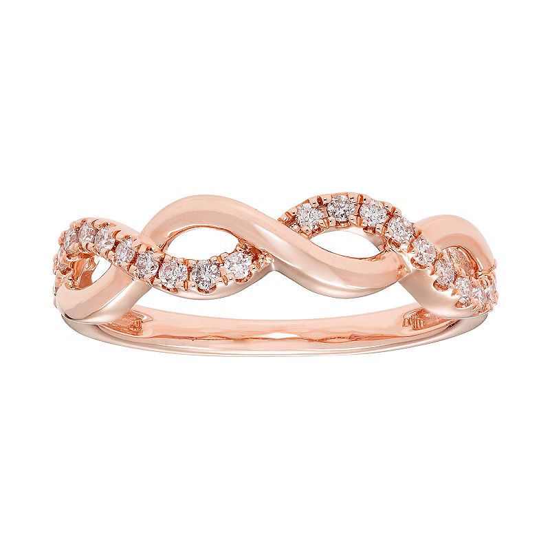 14k Gold 1/5 Carat T.W. IGL Certified Diamond Twist Ring, Womens, White