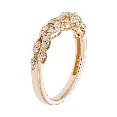 14k Gold 1/3 Carat T.W. IGL Certified Diamond Chevron Ring
