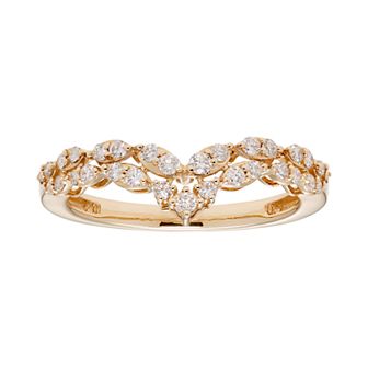 The Regal Collection 14k Gold 1/3 Carat T.W. IGL Certified Diamond Chevron Ring