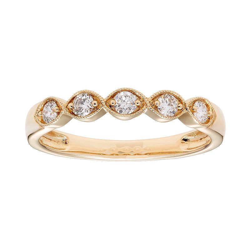 14k Gold 1/4 Carat T.W. IGL Certified Diamond 5-Stone Ring, Womens, White