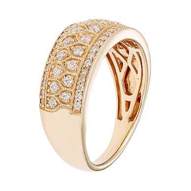 14k Gold 1/2 Carat T.W. IGL Certified Diamond Multi Row Ring