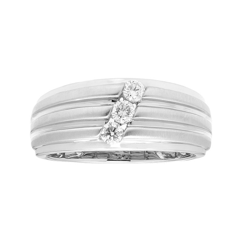 Mens 14k Gold 1/3 Carat T.W. IGL Certified Diamond Ring, Size: 9, White