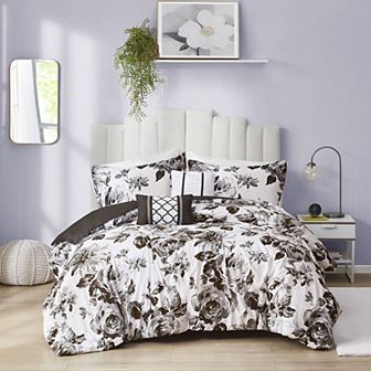 Intelligent Design Renee Print Floral Comforter Set with Throw Pillows
