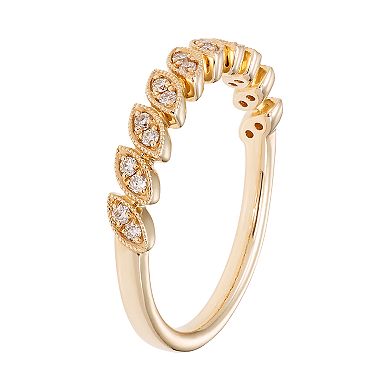 14k Gold 1/6 Carat T.W. IGL Certified Diamond Marquise Wedding Ring