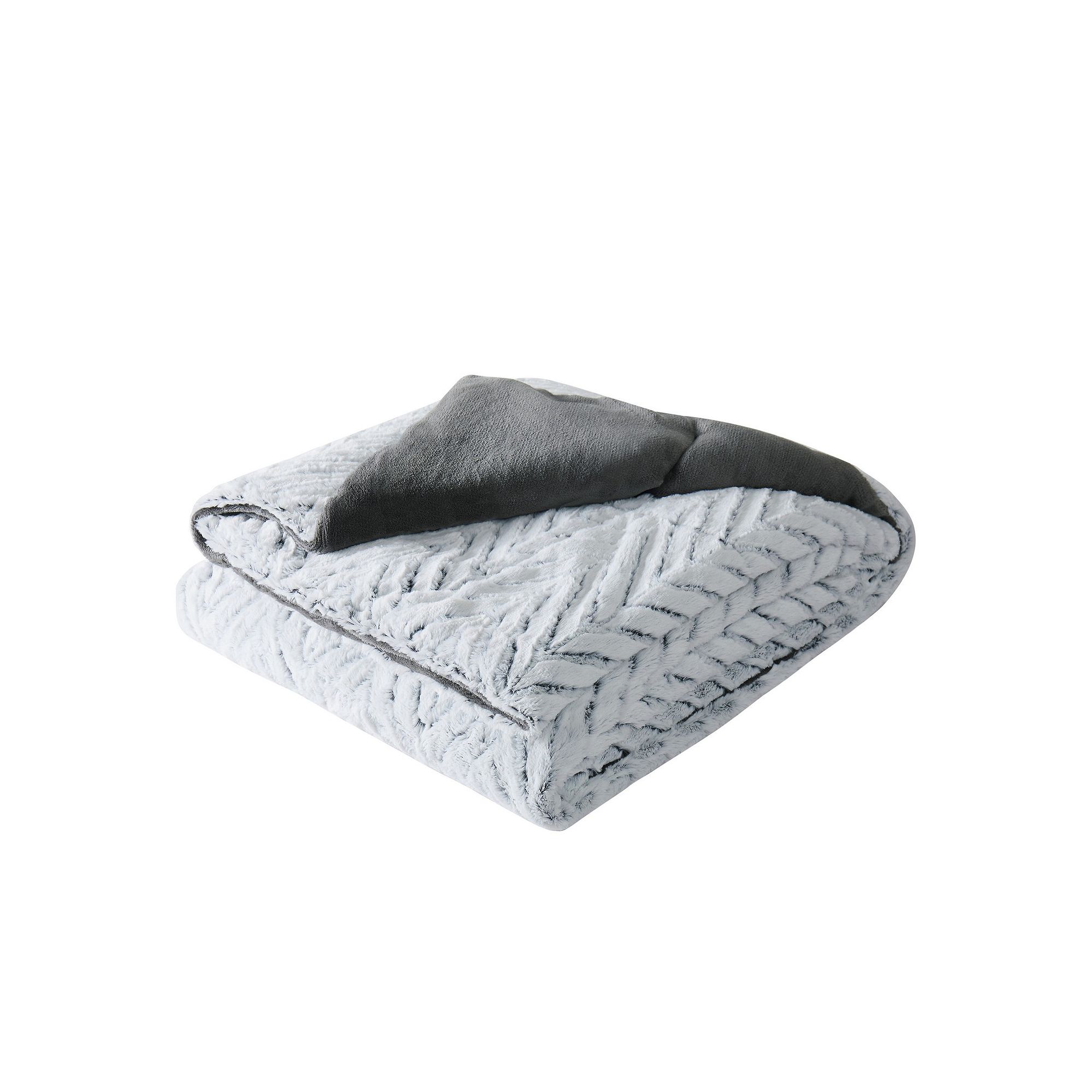 Christian Siriano New York® Faux Fur Snow Leopard Gift Boxed Throw, Gray