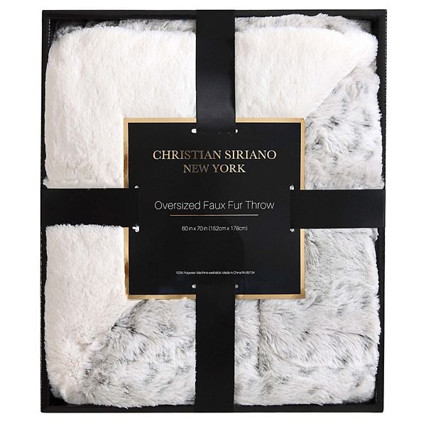 Christian Siriano New York Faux Fur Snow Leopard Gift Boxed Throw