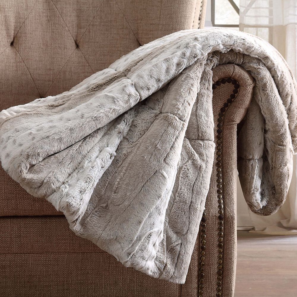 EDITION New York/London Faux Fur Throw London Navy Blue Luxury