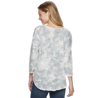 Juniors' Mudd® Knotted Front 3/4-Length Sleeve Tee