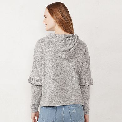 Women's LC Lauren Conrad Weekend Ruffle-Trim Hood Sweatshirt