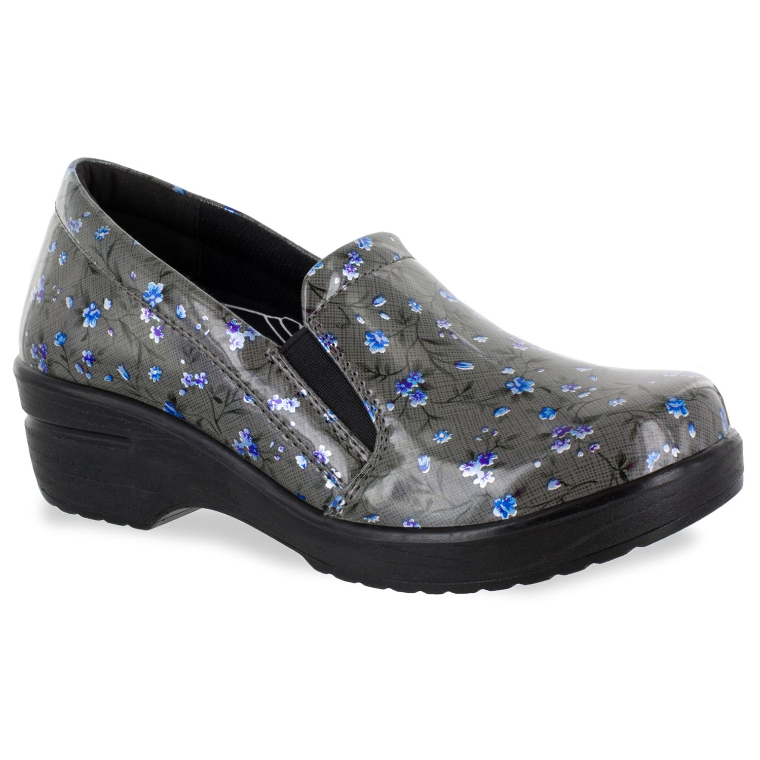 grey clogs and mules