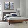 Linon Mid-Century Modern Upholstered Platform Queen Bed