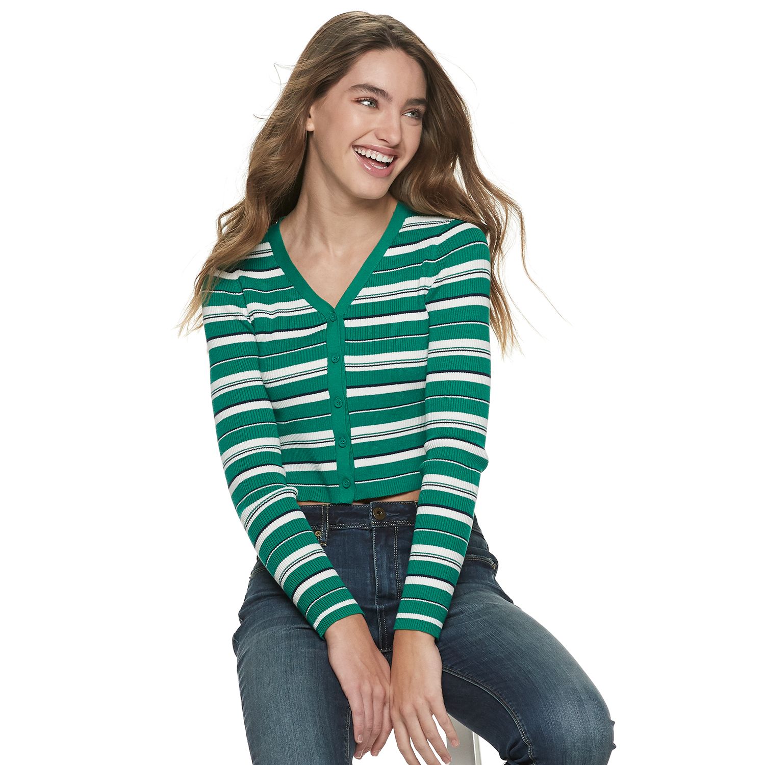 striped cropped cardigan