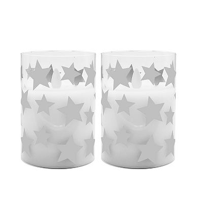 Star LED 3.75" x 3" Unscented Wax Pillar Candle 2-piece Set