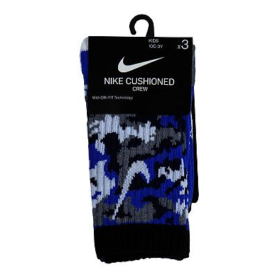 Boys Nike 3-Pack Everyday Cushioned Crew Socks