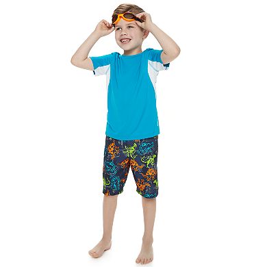 Boys 4-7 ZeroXposur Dinosaur Swim Trunks & Goggles Set