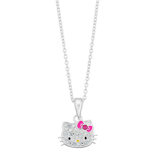 Hello Kitty® Kids' Sterling Silver Crystal Charm Necklace