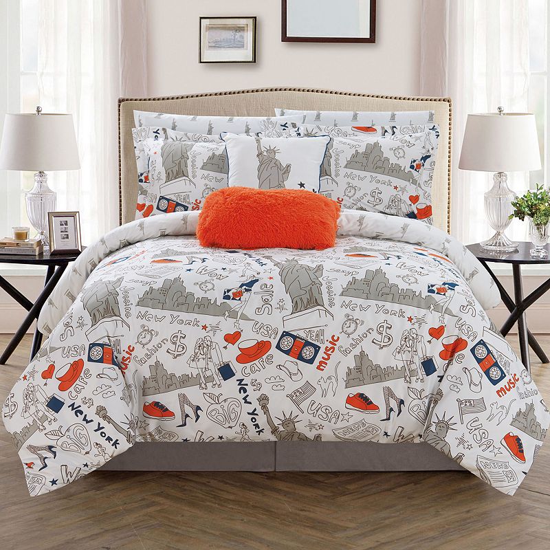 65426609 Chic Home Liberty Comforter Set with Shams, Blue,  sku 65426609