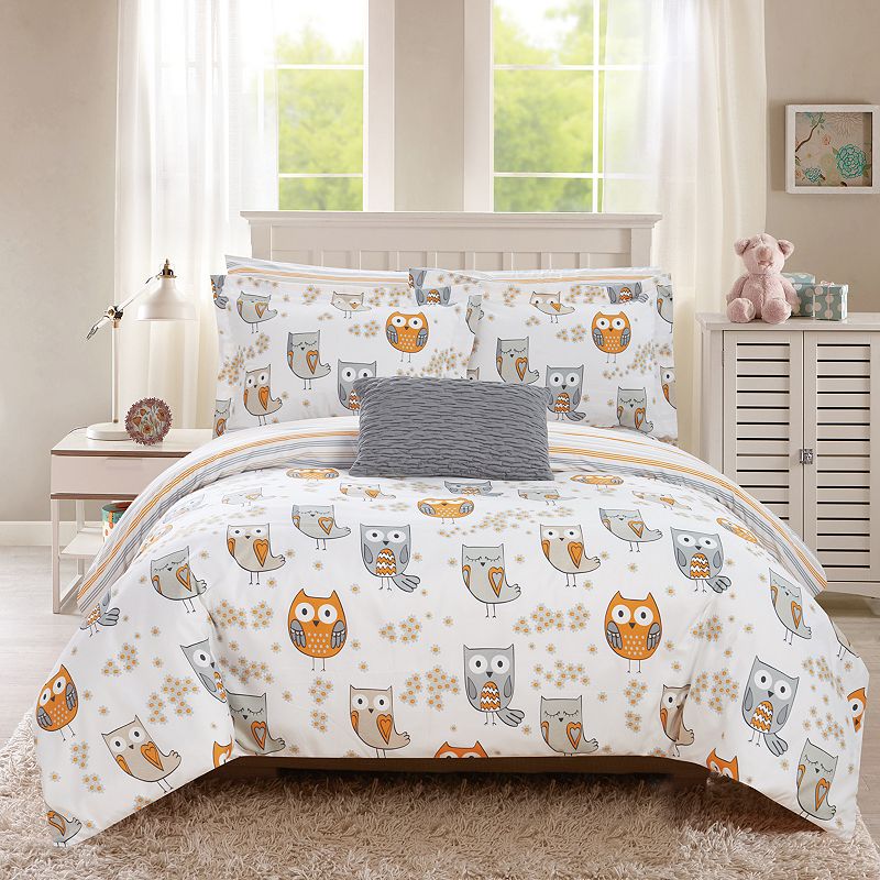 66854680 Chic Home Owl Forest Comforter Set, Grey, Full sku 66854680