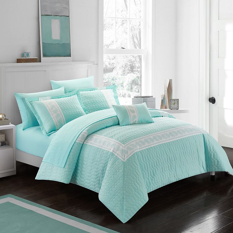 68239513 Chic Home Titian Comforter Set, Turquoise/Blue, Ki sku 68239513