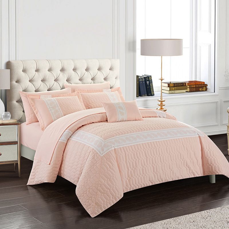 Chic Home Titian Comforter Set, Light Pink, Queen