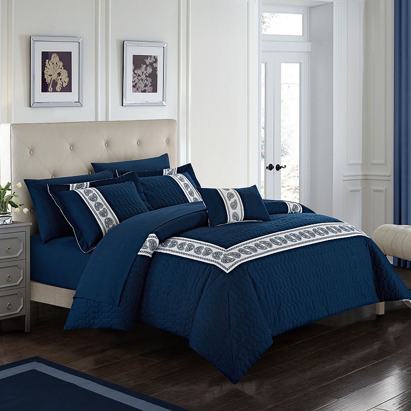 30892655 Chic Home Titian Comforter Set, Blue, Twin sku 30892655