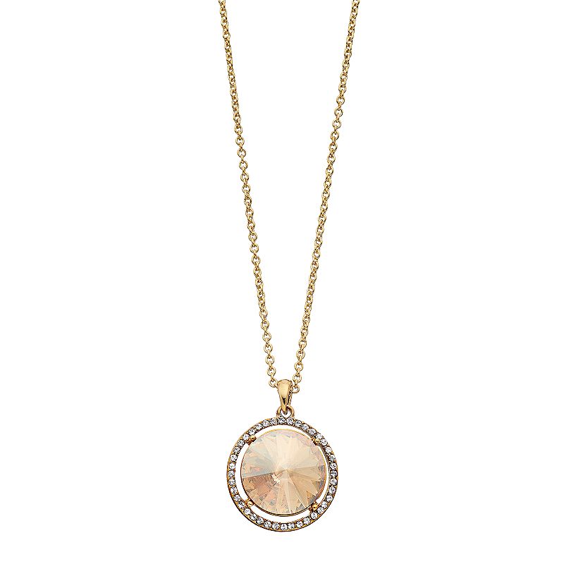 Brilliance Crystal Oval Halo Pendant Necklace, Womens, Size: 18, Beig/G