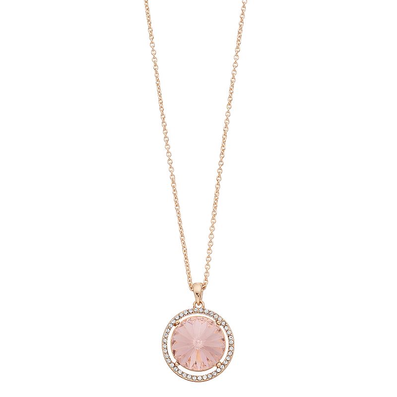 Brilliance Crystal Oval Halo Pendant Necklace, Womens, Size: 18, Pink