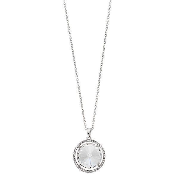 Brilliance Crystal Oval Halo Pendant Necklace