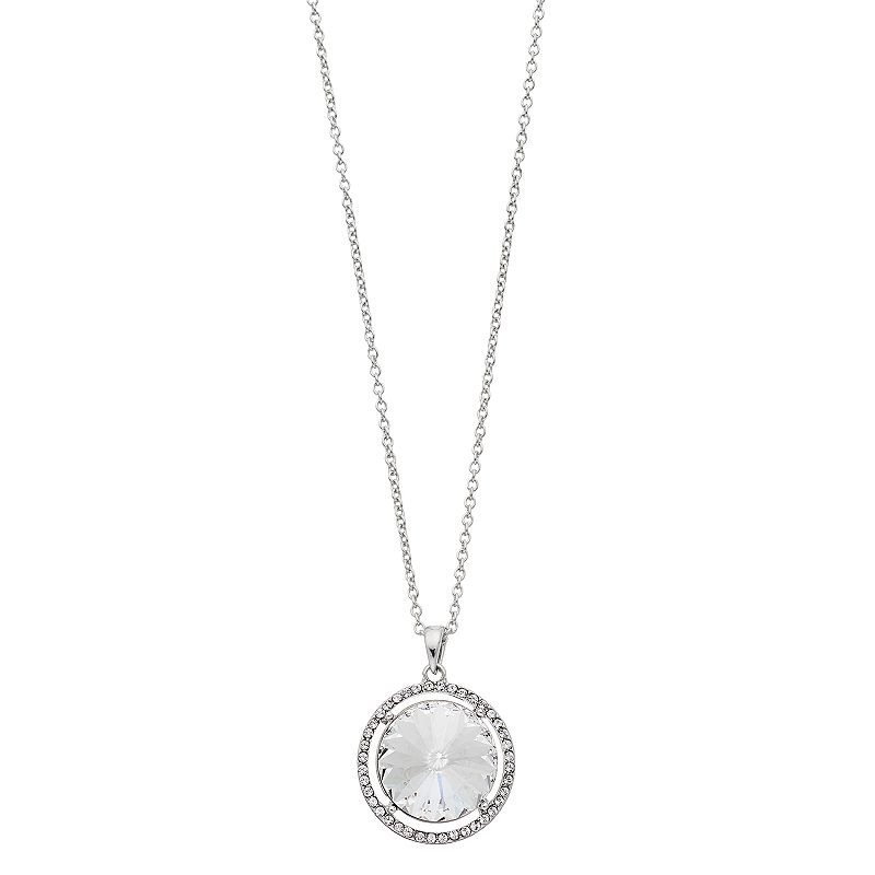 Brilliance Crystal Oval Halo Pendant Necklace, Womens, Size: 18, White