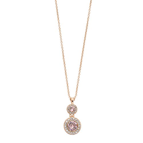 Brilliance Double Oval Halo Pendant Necklace with Swarovski Crystals