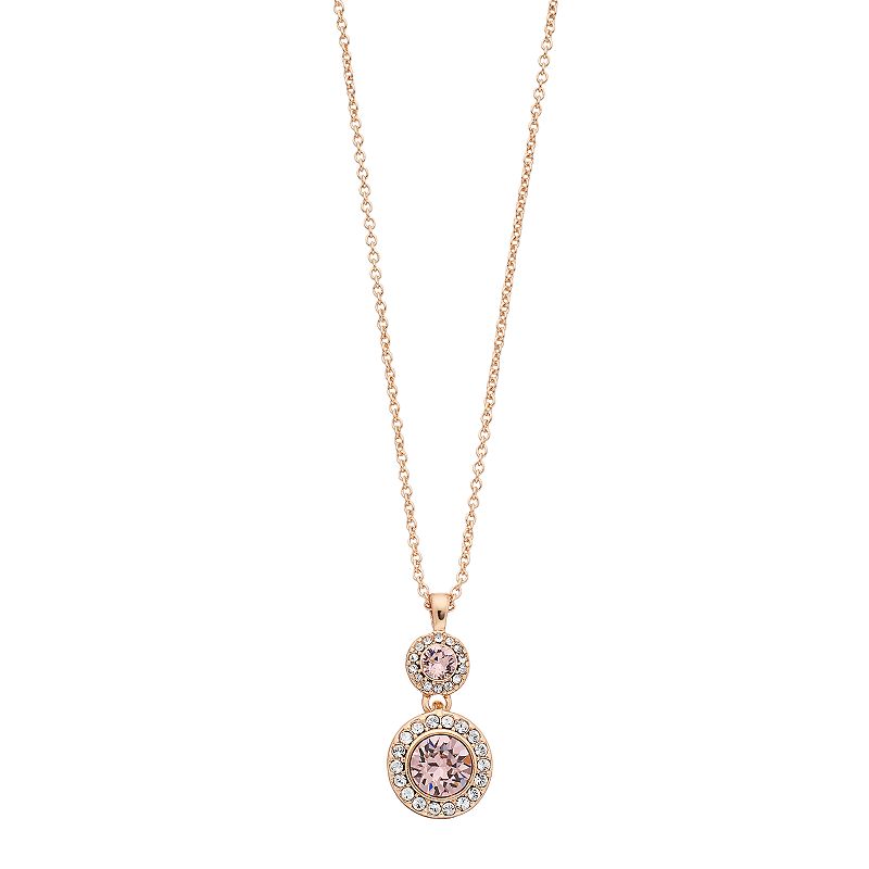 Brilliance Crystal Double Oval Halo Pendant Necklace, Womens, Size: 18,