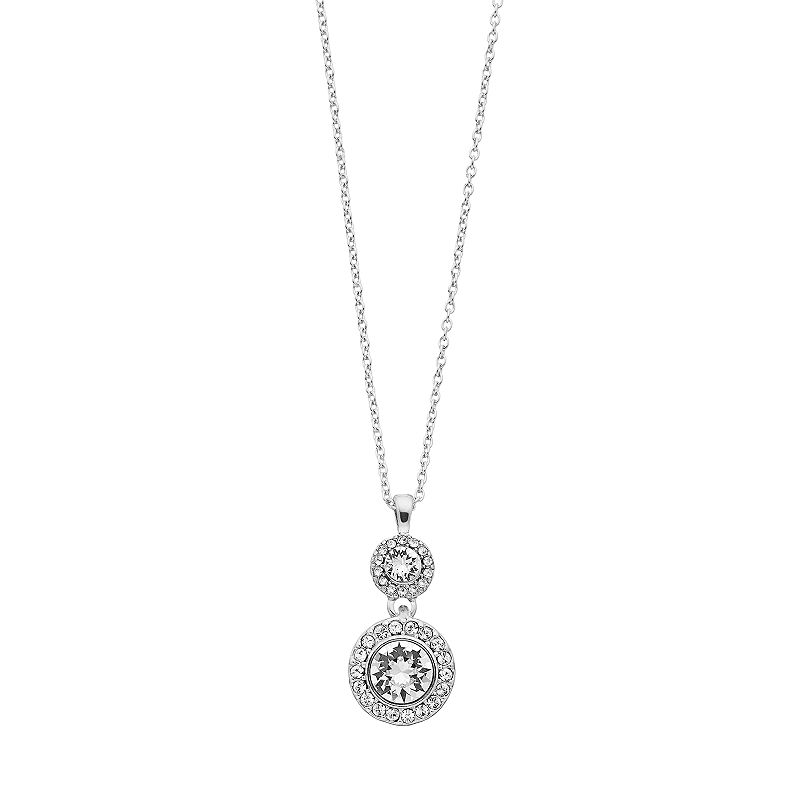 Brilliance Crystal Double Oval Halo Pendant Necklace, Womens, Size: 18,