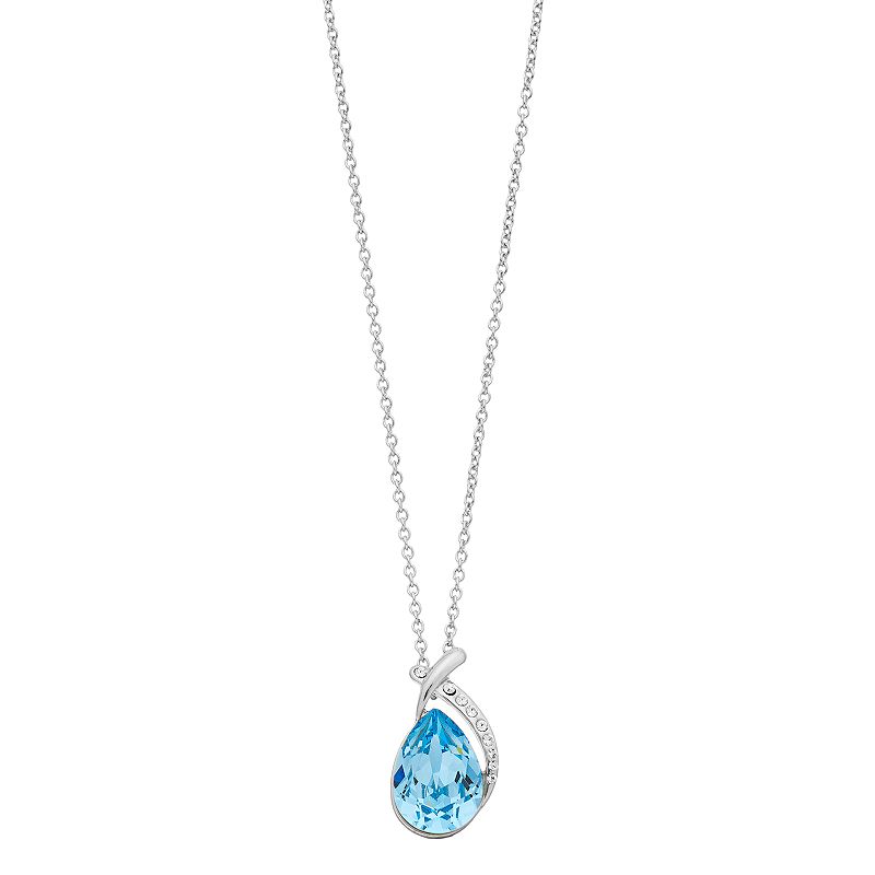 Brilliance Teardrop Pendant Necklace with Crystal, Womens, Size: 18, Bl