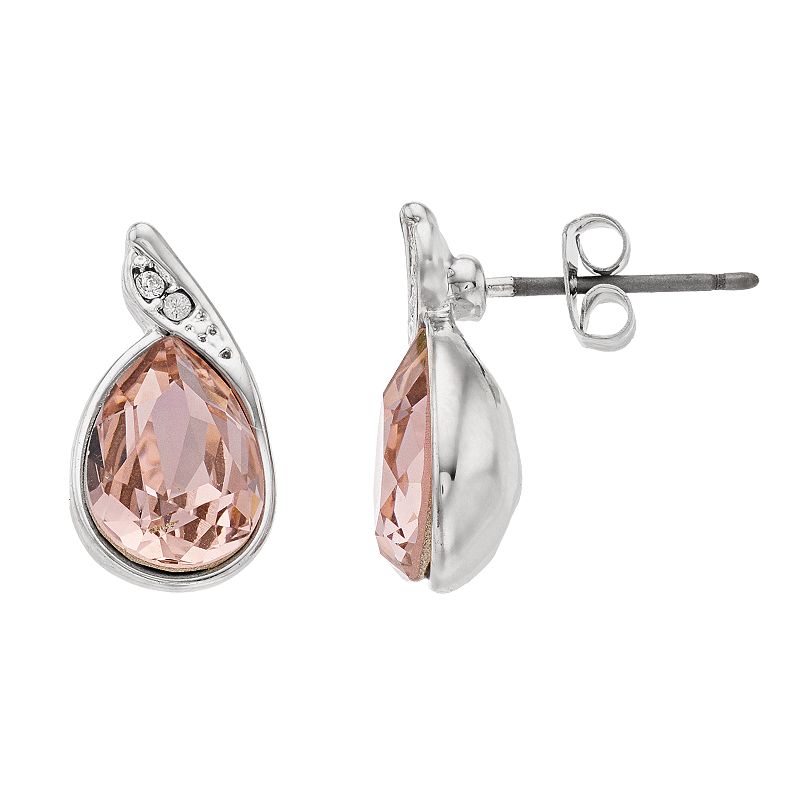 Brilliance Fine Silver Plated Crystal Teardrop earrings, Womens, Pink