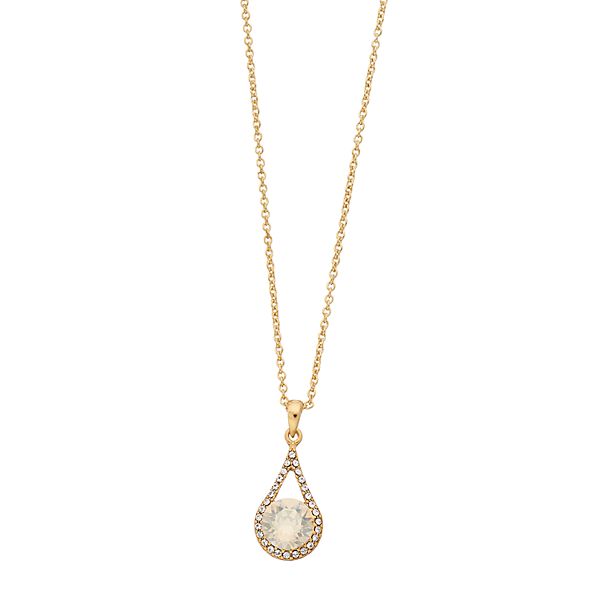 Brilliance Crystal Oval Teardrop Pendant Necklace