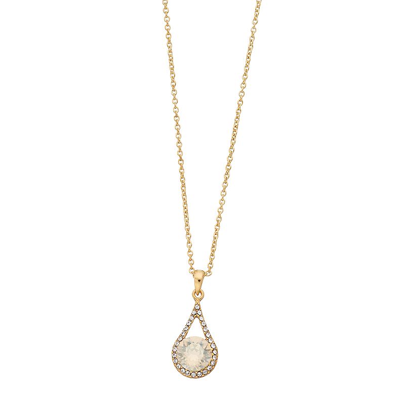 Brilliance Crystal Oval Teardrop Pendant Necklace, Womens, Size: 18, Be