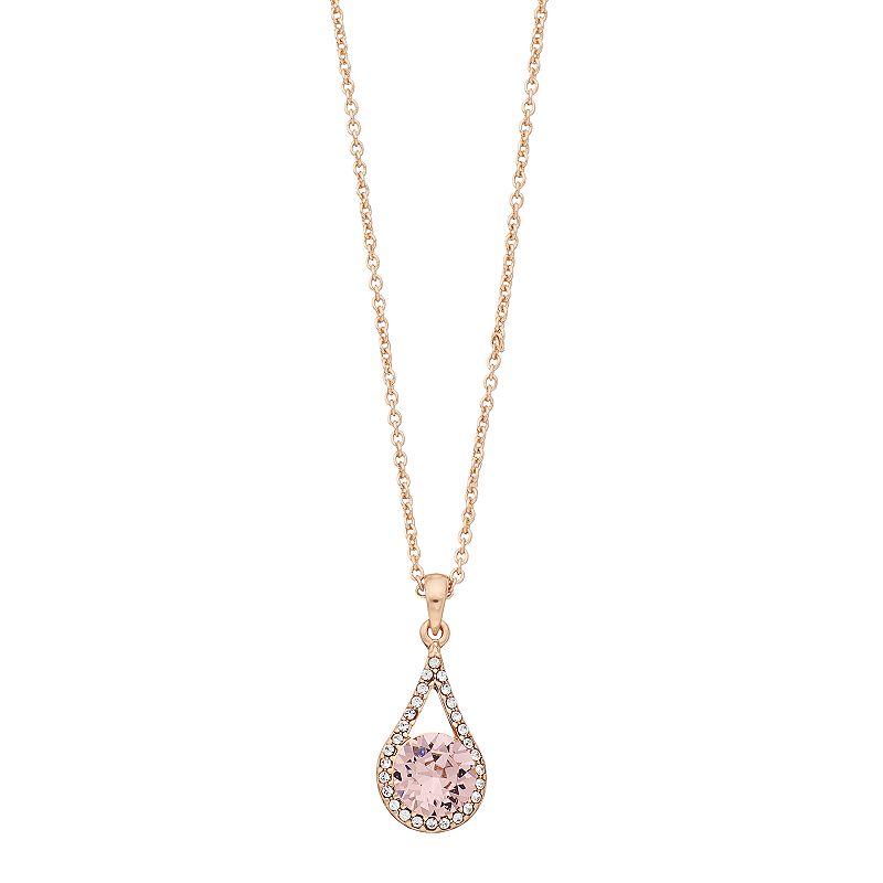 Brilliance Crystal Oval Teardrop Pendant Necklace, Womens, Size: 18, Pi
